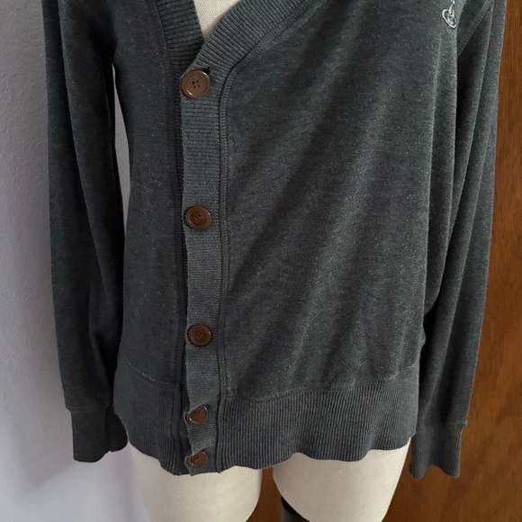 VIVIENNE WESTWOOD Man sz 46 sz S Gray Asymmetrical Cardigan Tencel - Picture 3 of 10